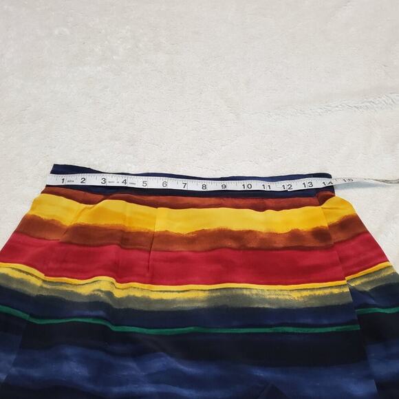 VTG Chaus Y2K Navy Blue Red Watercolor Stripe Silk Print Office Wrap Skirt 10 - Picture 7 of 7